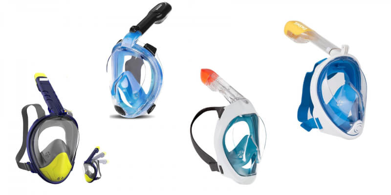 Sportstech Sommertrend 2020 LED & Kamerahaltung zum Schnorcheln CO2 sichere Schnorchelmaske mit 360° Schnorchel Easybreath Tauchmaske für Kinder und Erwachsene Panorama Vollgesichtsmaske SNX650